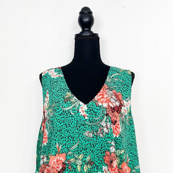 Floral Green Sleeveless Top - Picture 3 of 10